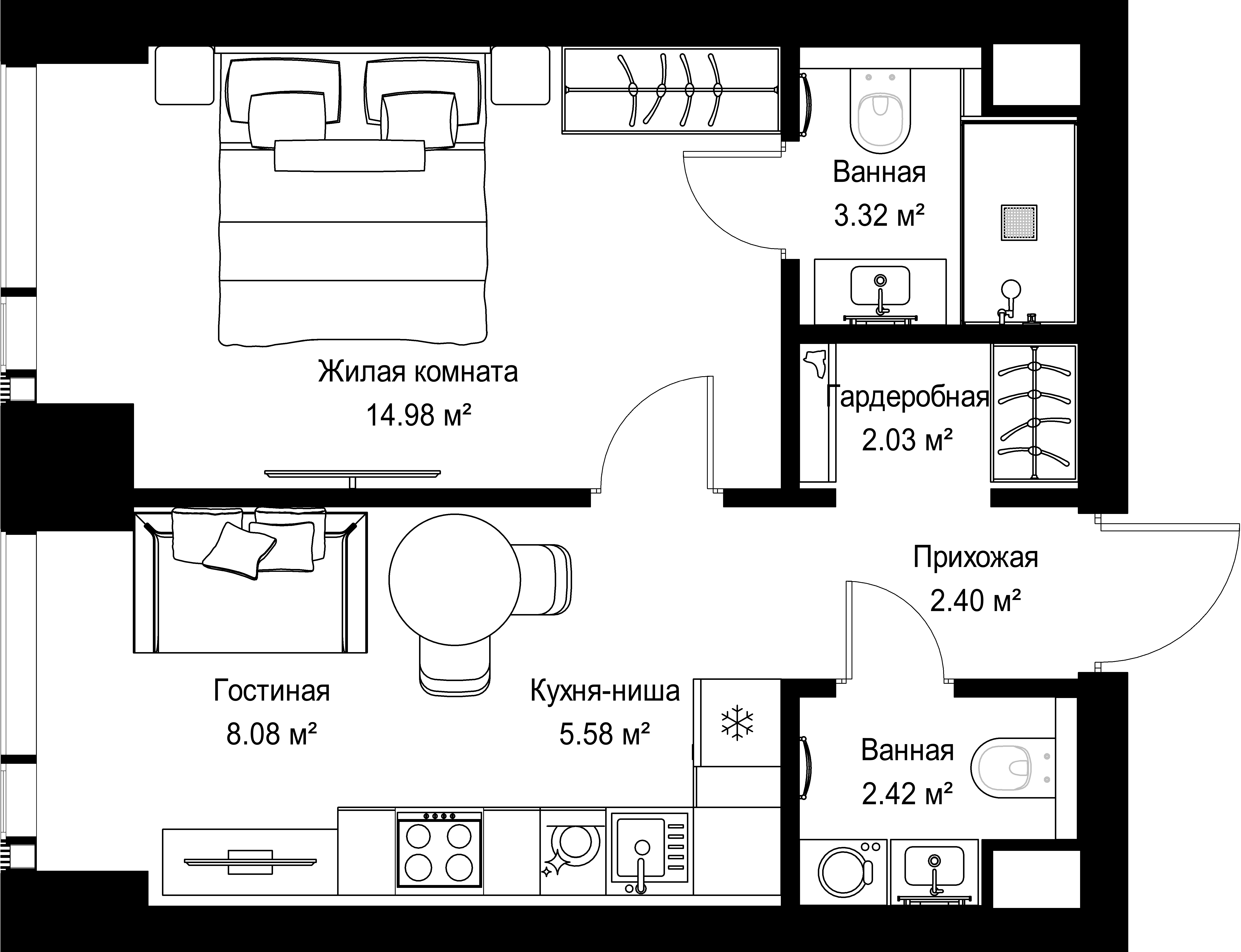 1-комнатная, 38,81 м² — 20 485 858 ₽