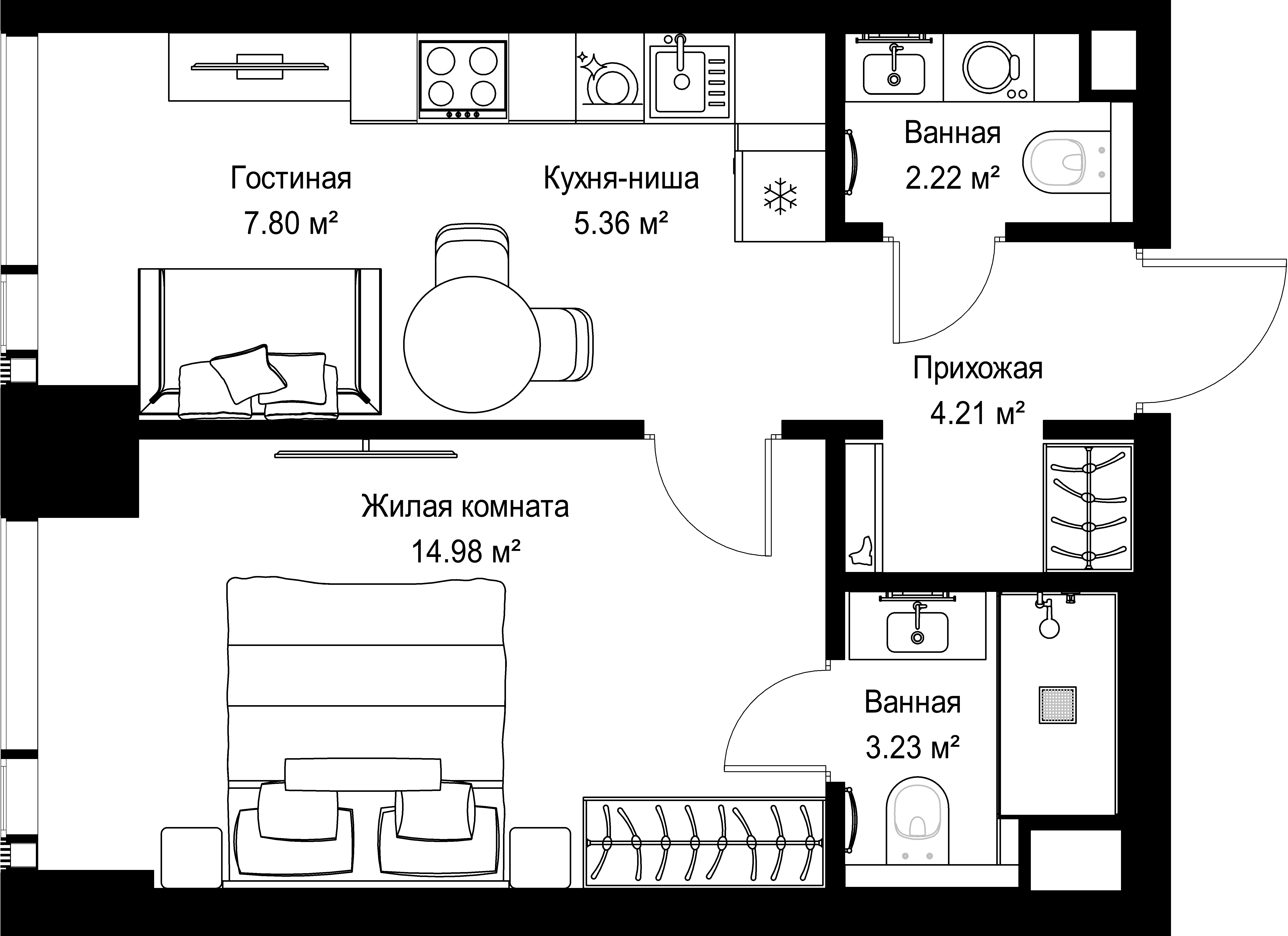 1-комнатная, 37,8 м² — 20 274 030 ₽