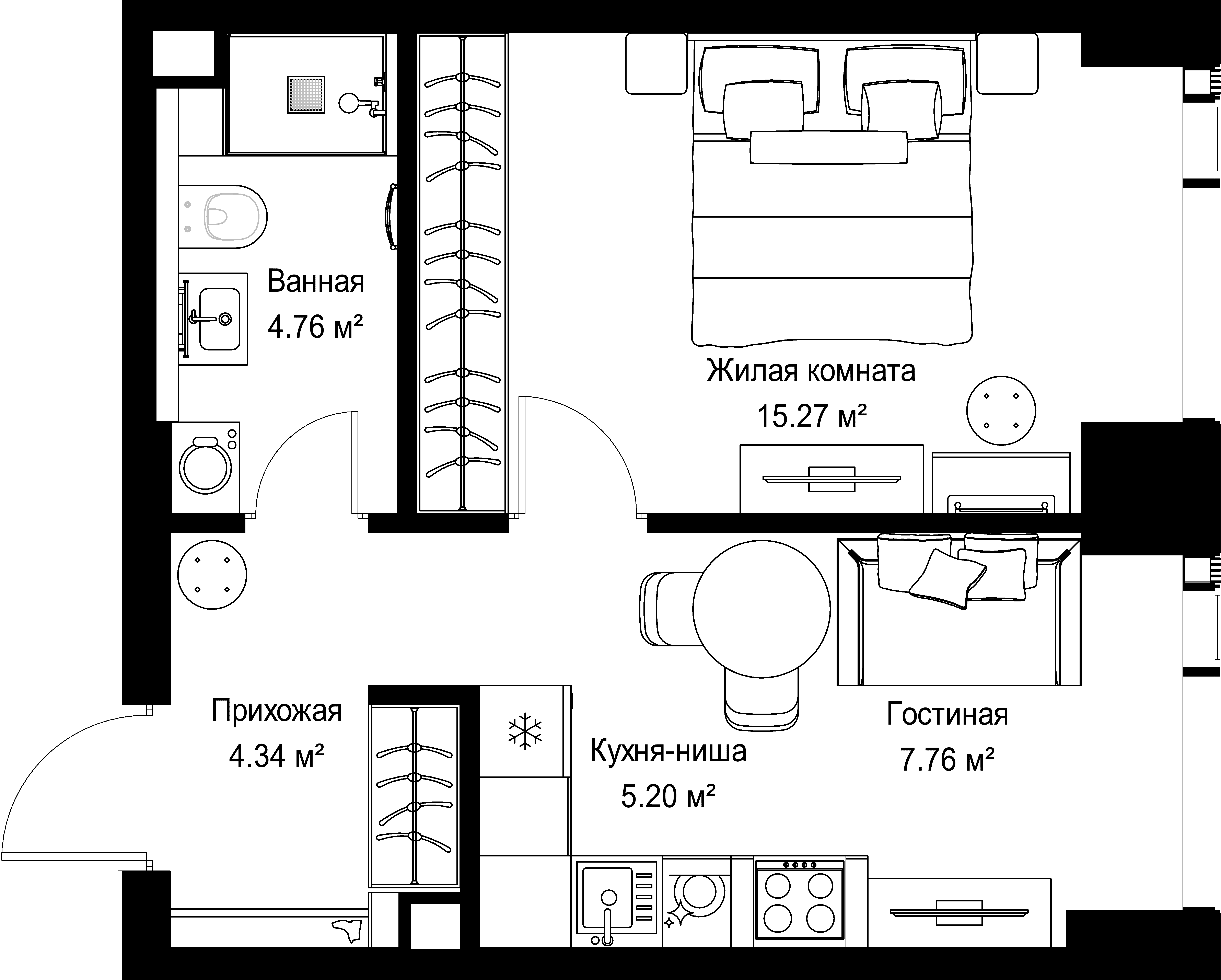 1-комнатная, 37,33 м² — 20 021 945 ₽