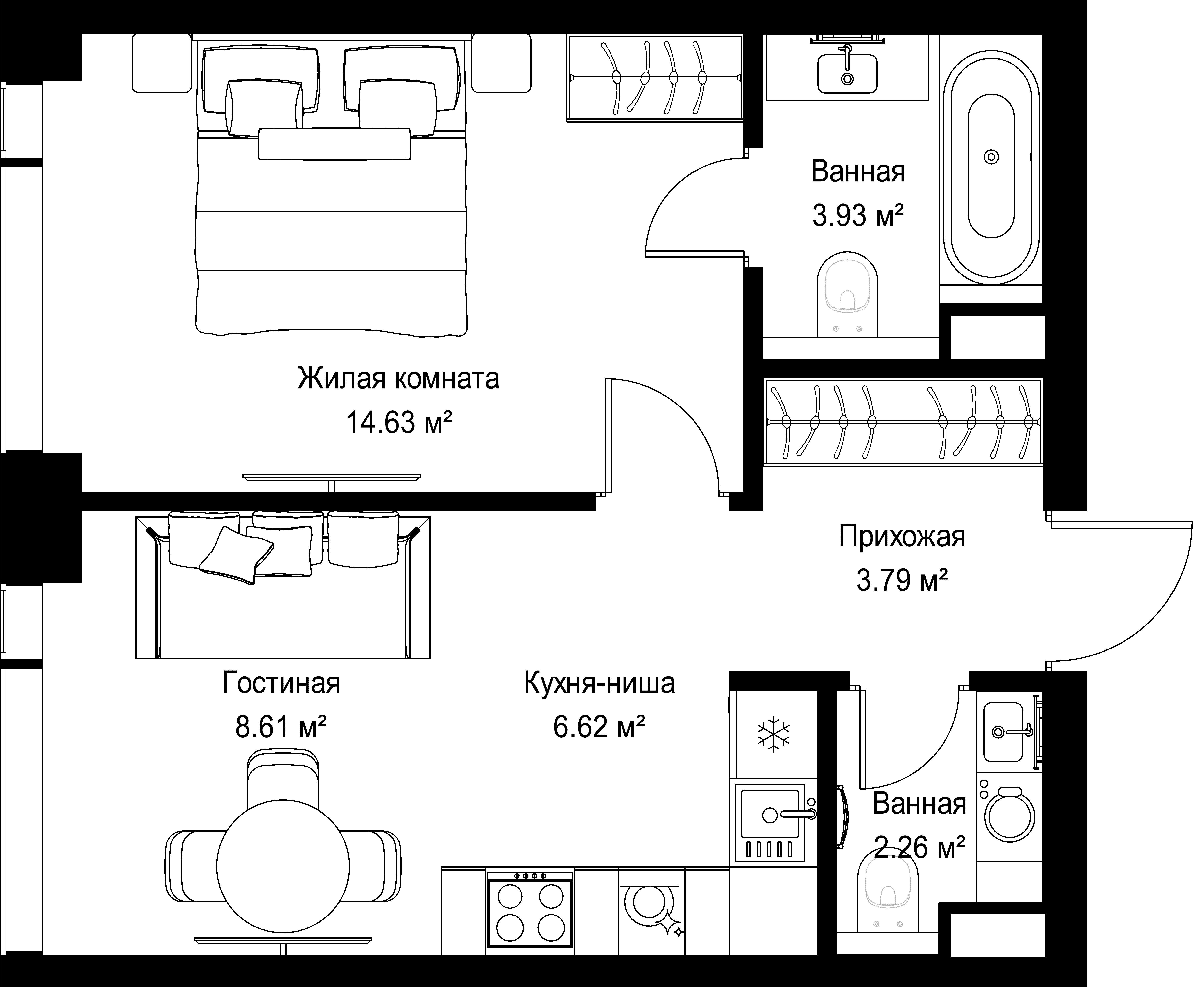 1-комнатная, 39,84 м² — 22 384 104 ₽