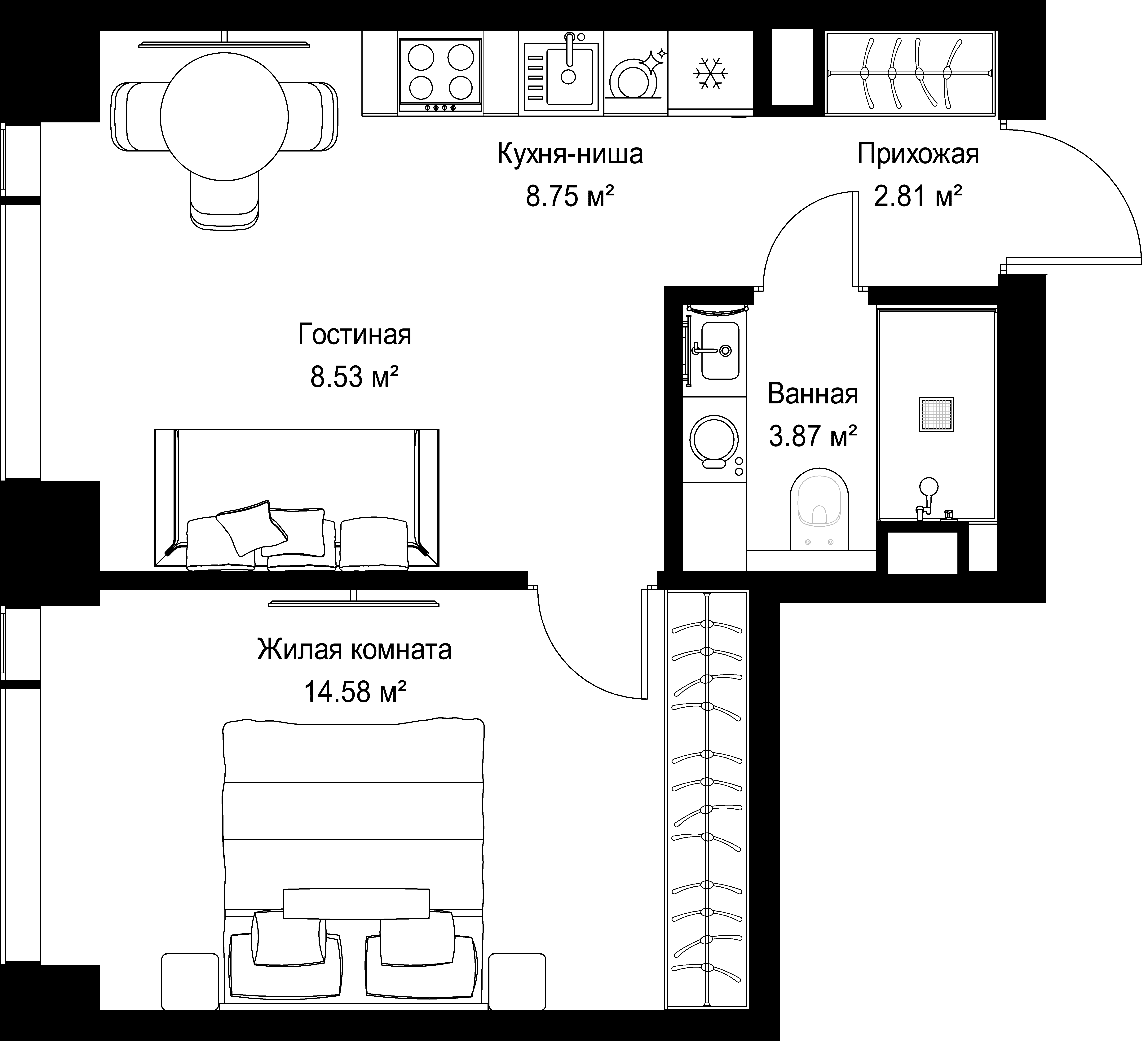 1-комнатная, 38,54 м² — 20 572 652 ₽