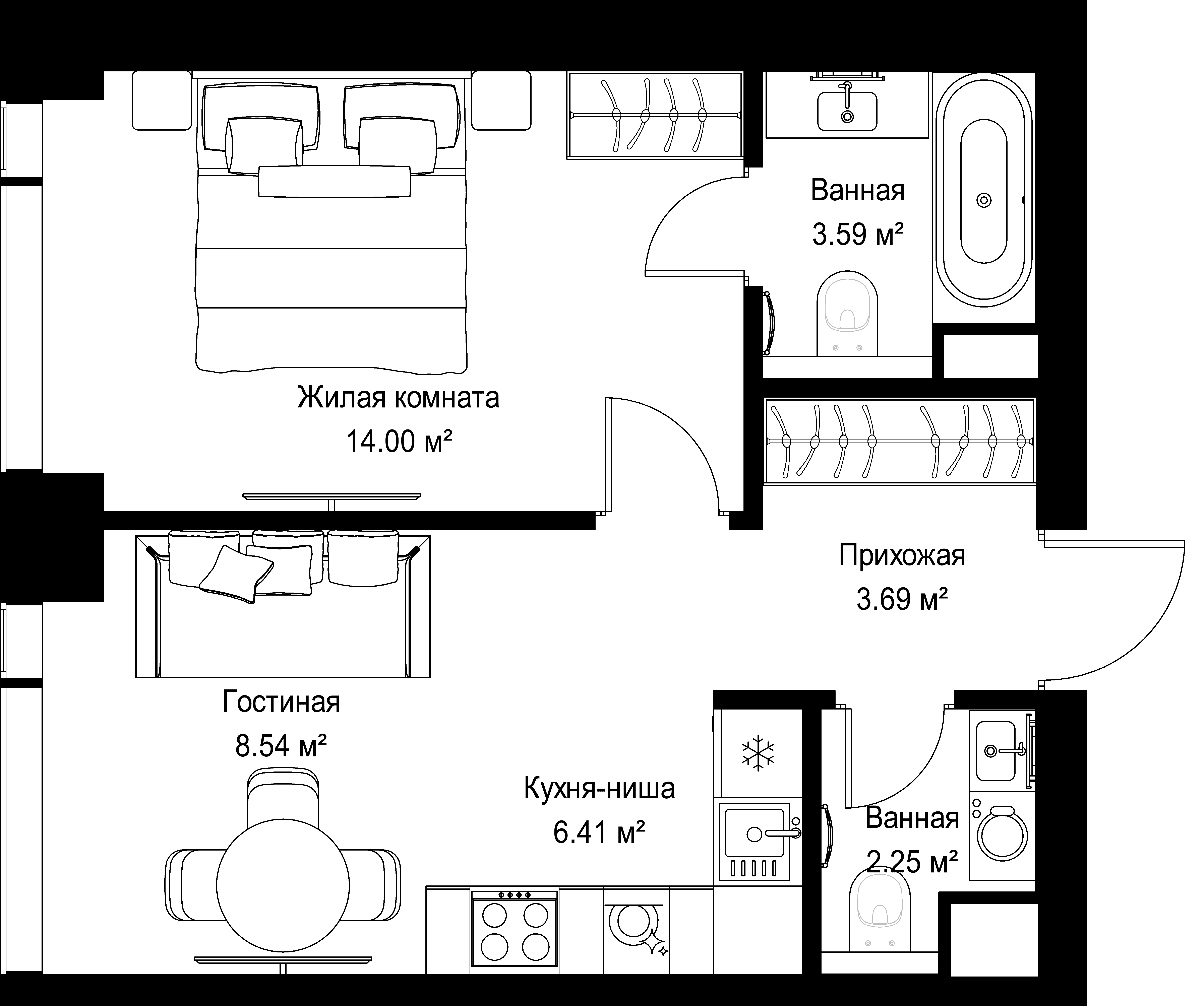 1-комнатная, 38,48 м² — 20 704 164 ₽