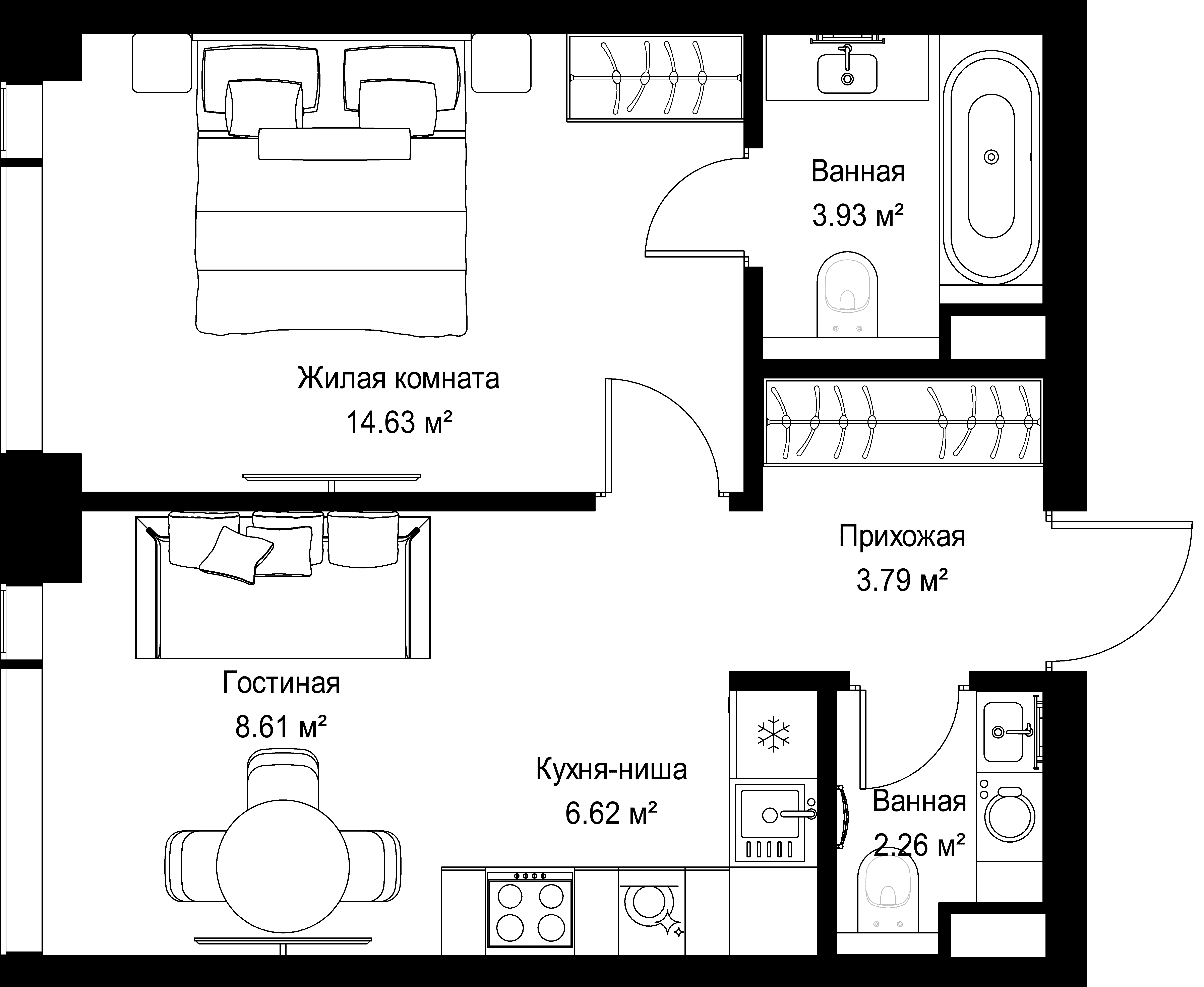 1-комнатная, 39,84 м² — 22 587 288 ₽