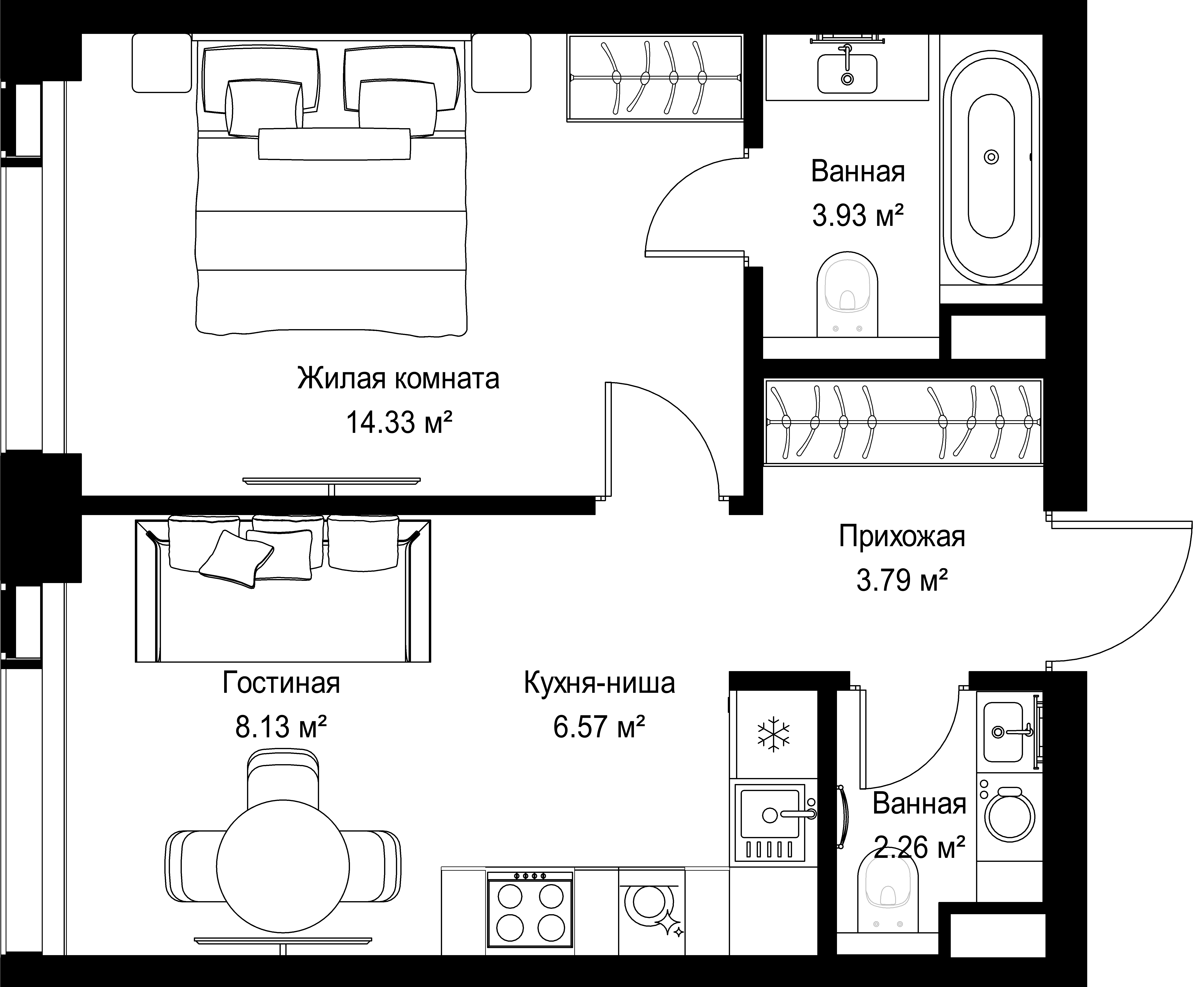 1-комнатная, 39,01 м² — 22 381 987 ₽