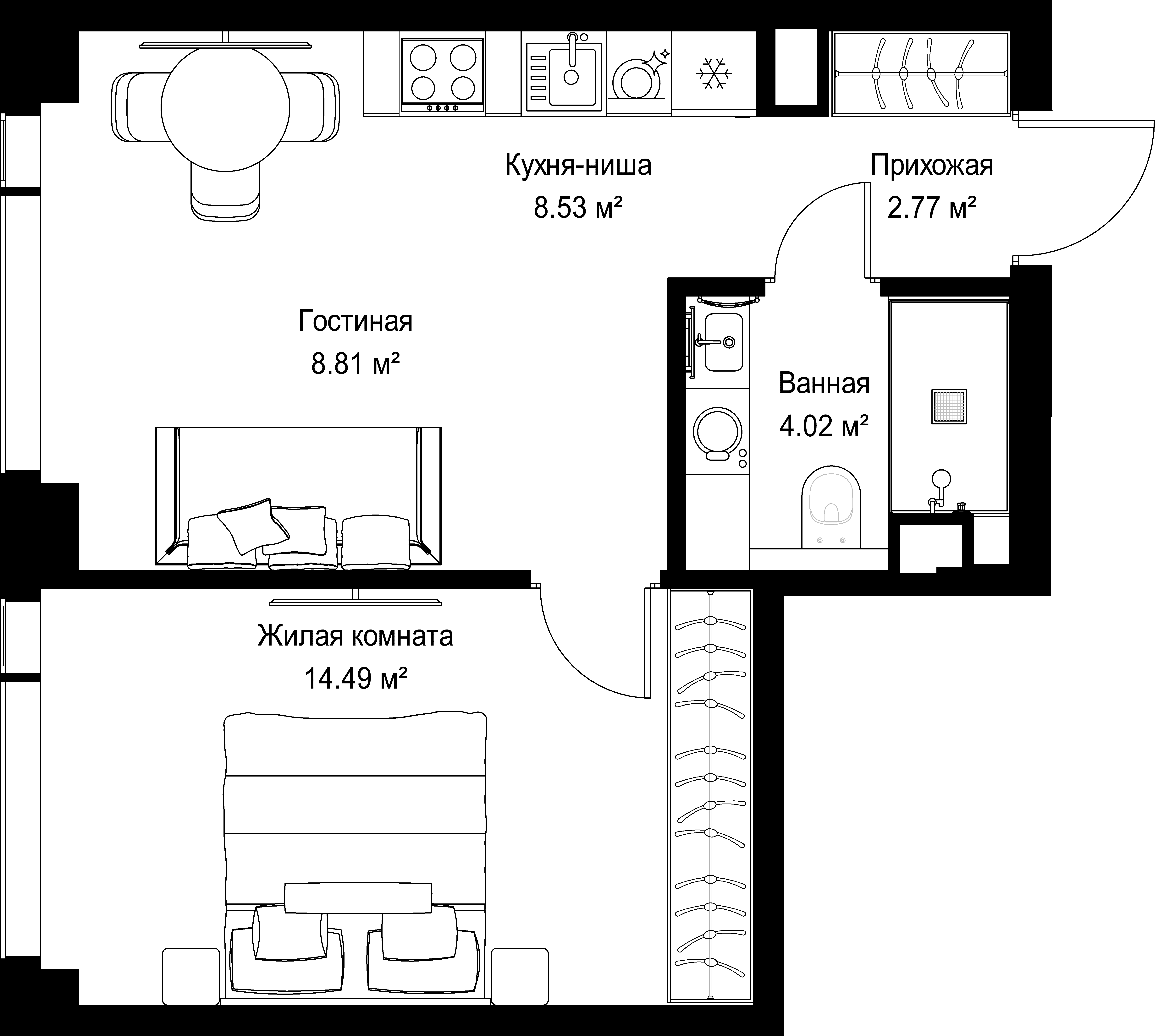 1-комнатная, 38,62 м² — 27 377 718 ₽