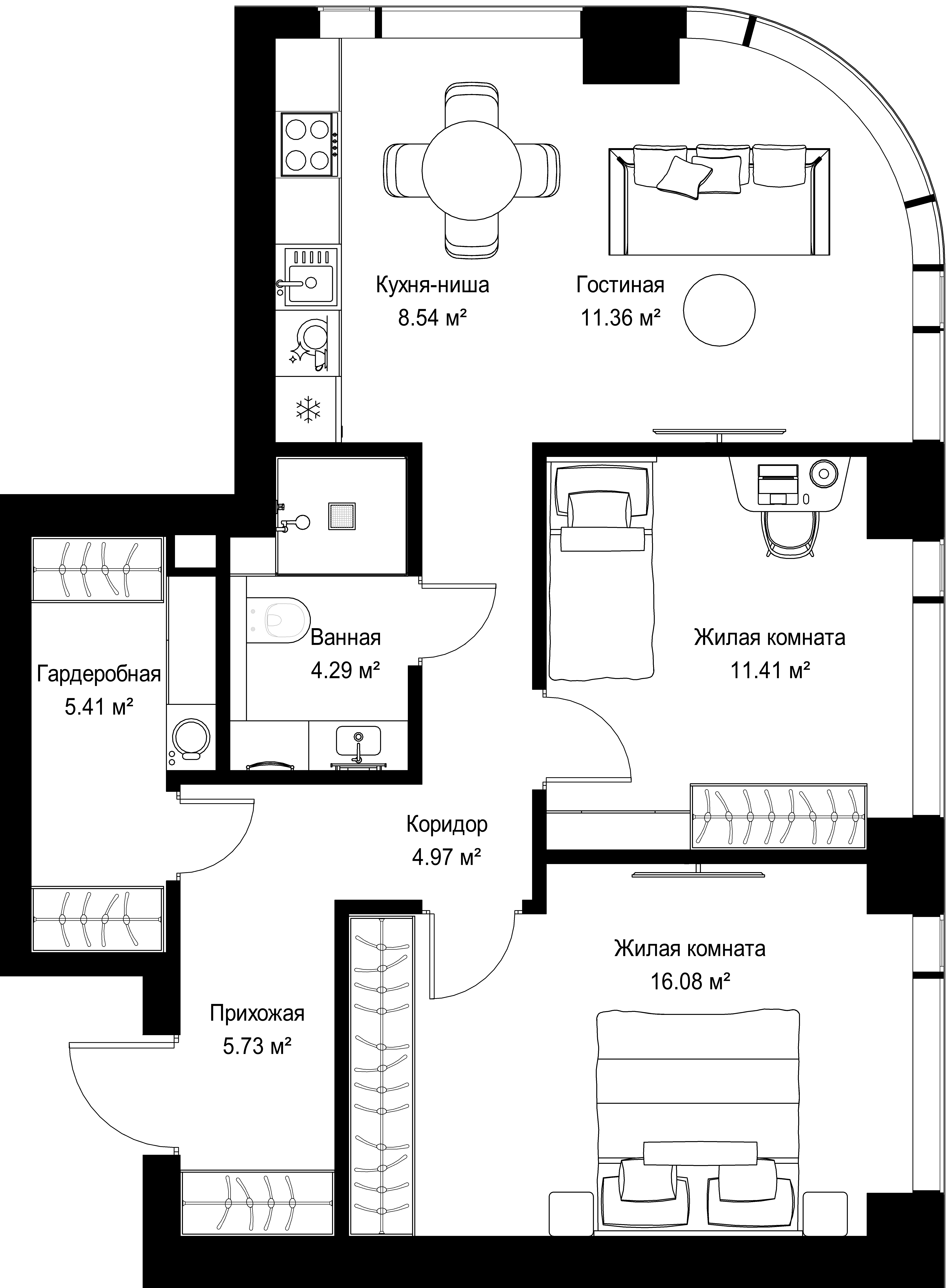 2-комнатная, 67,79 м² — 31 288 474 ₽