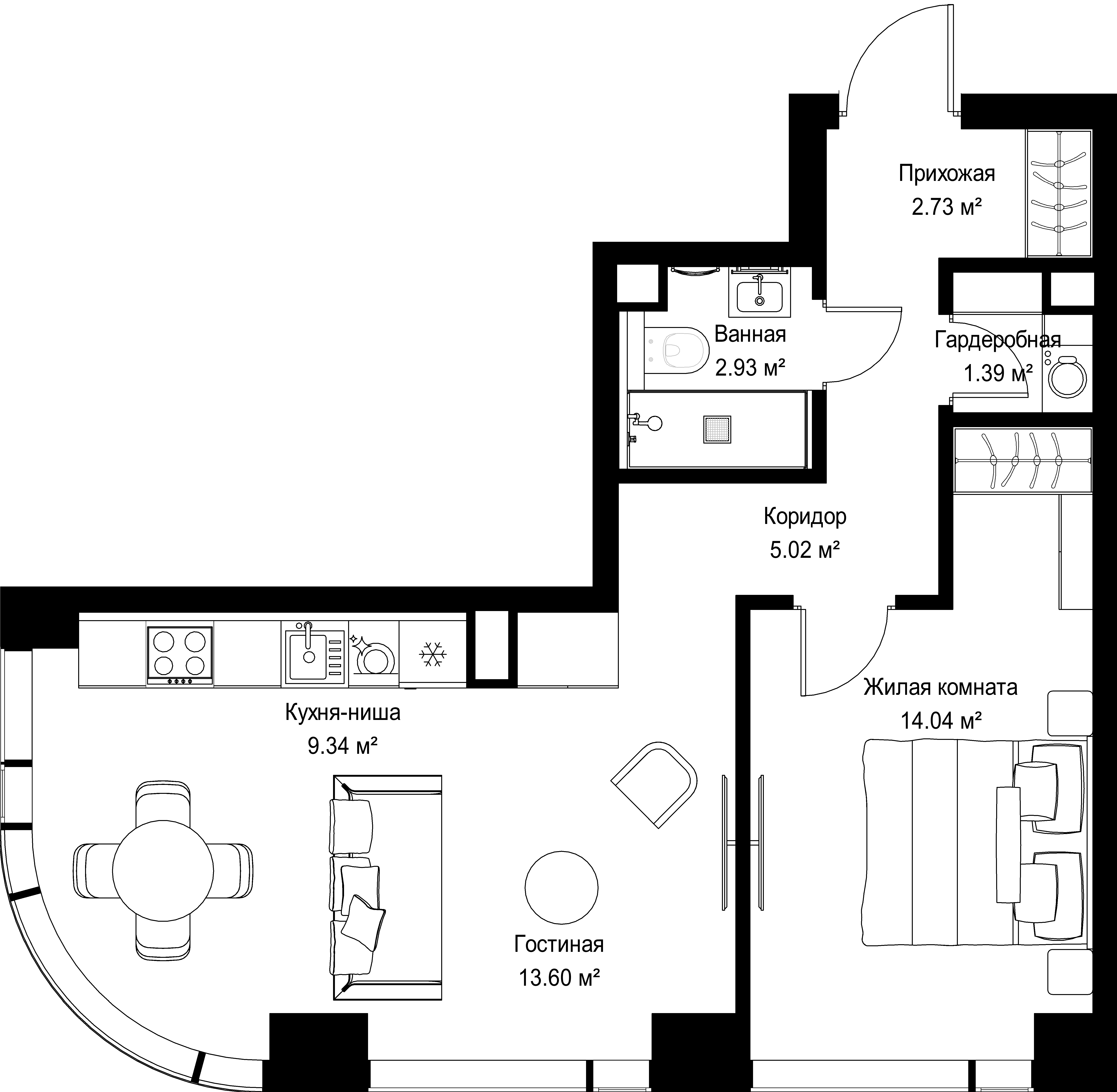 1-комнатная, 49,05 м² — 24 306 727 ₽