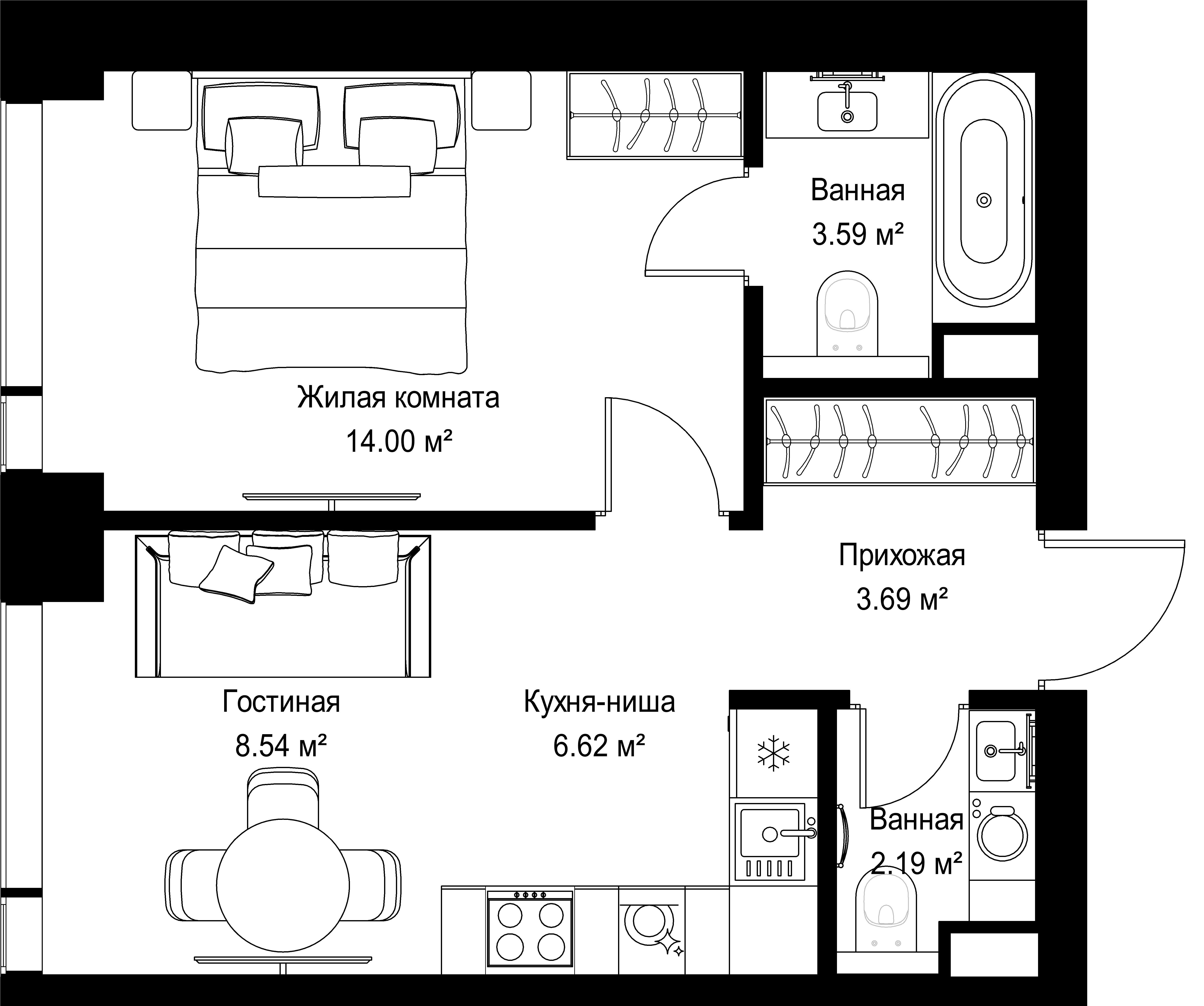1-комнатная, 38,63 м² — 21 113 226 ₽