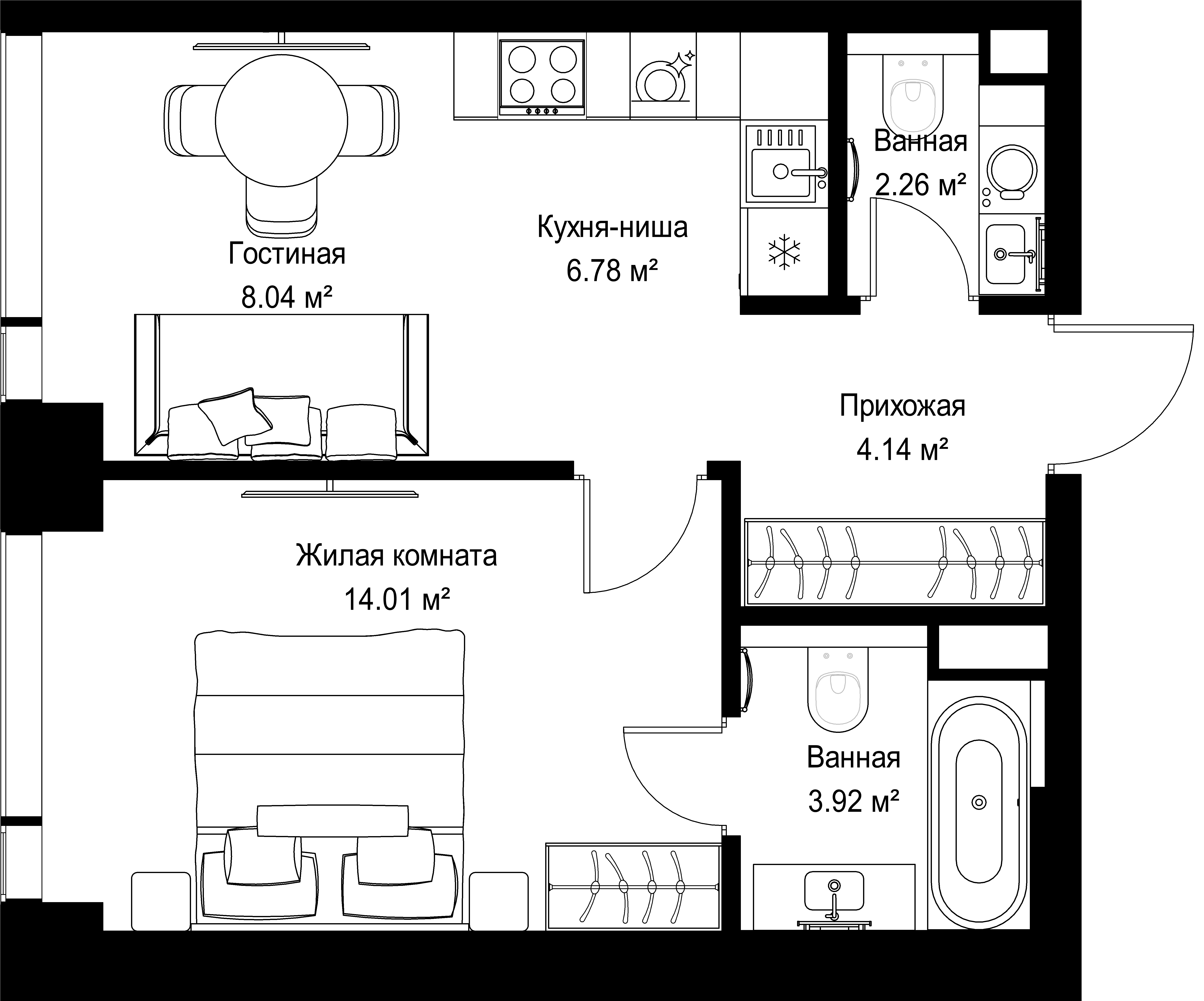 1-комнатная, 39,15 м² — 21 896 595 ₽
