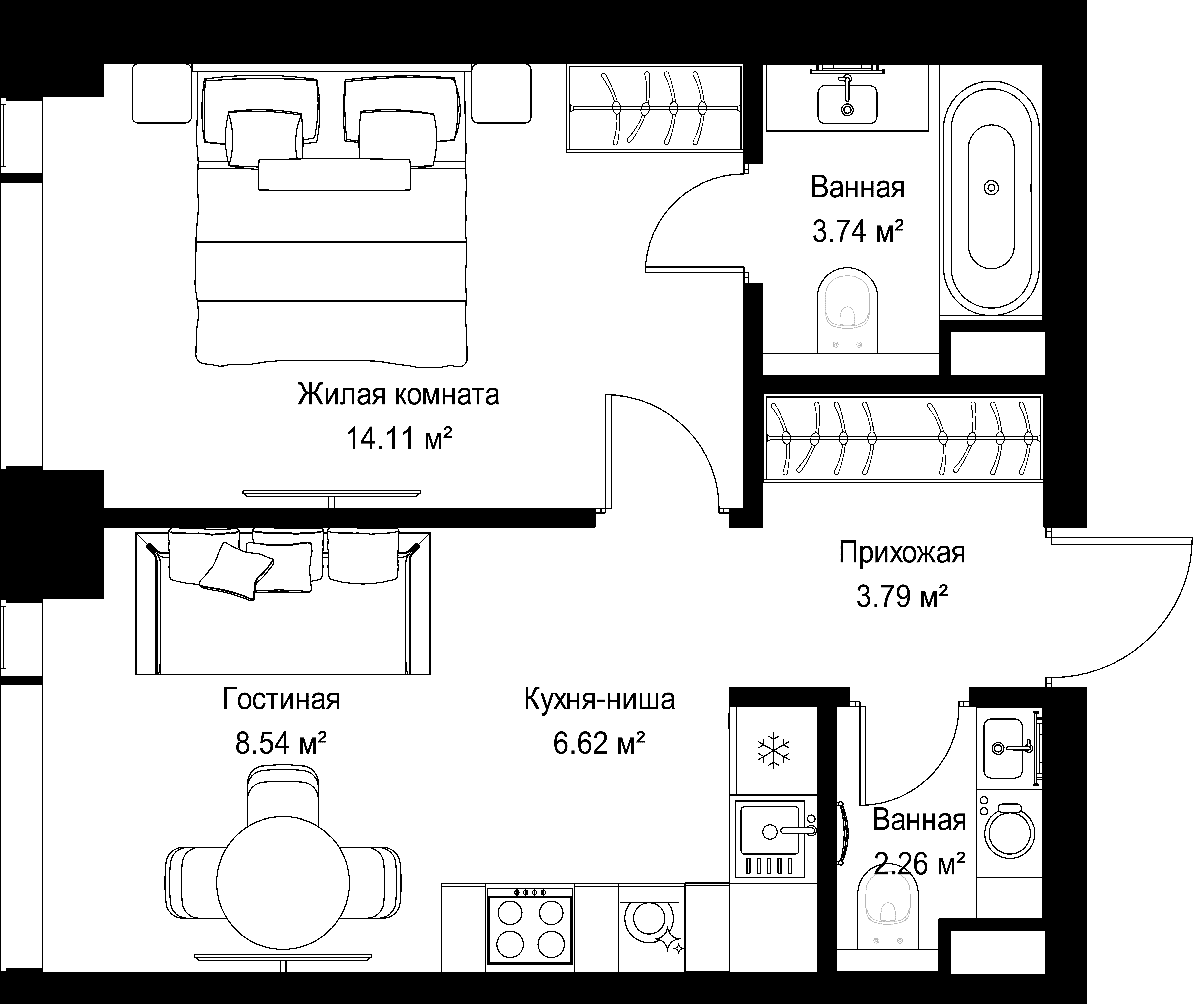 1-комнатная, 39,06 м² — 21 713 454 ₽