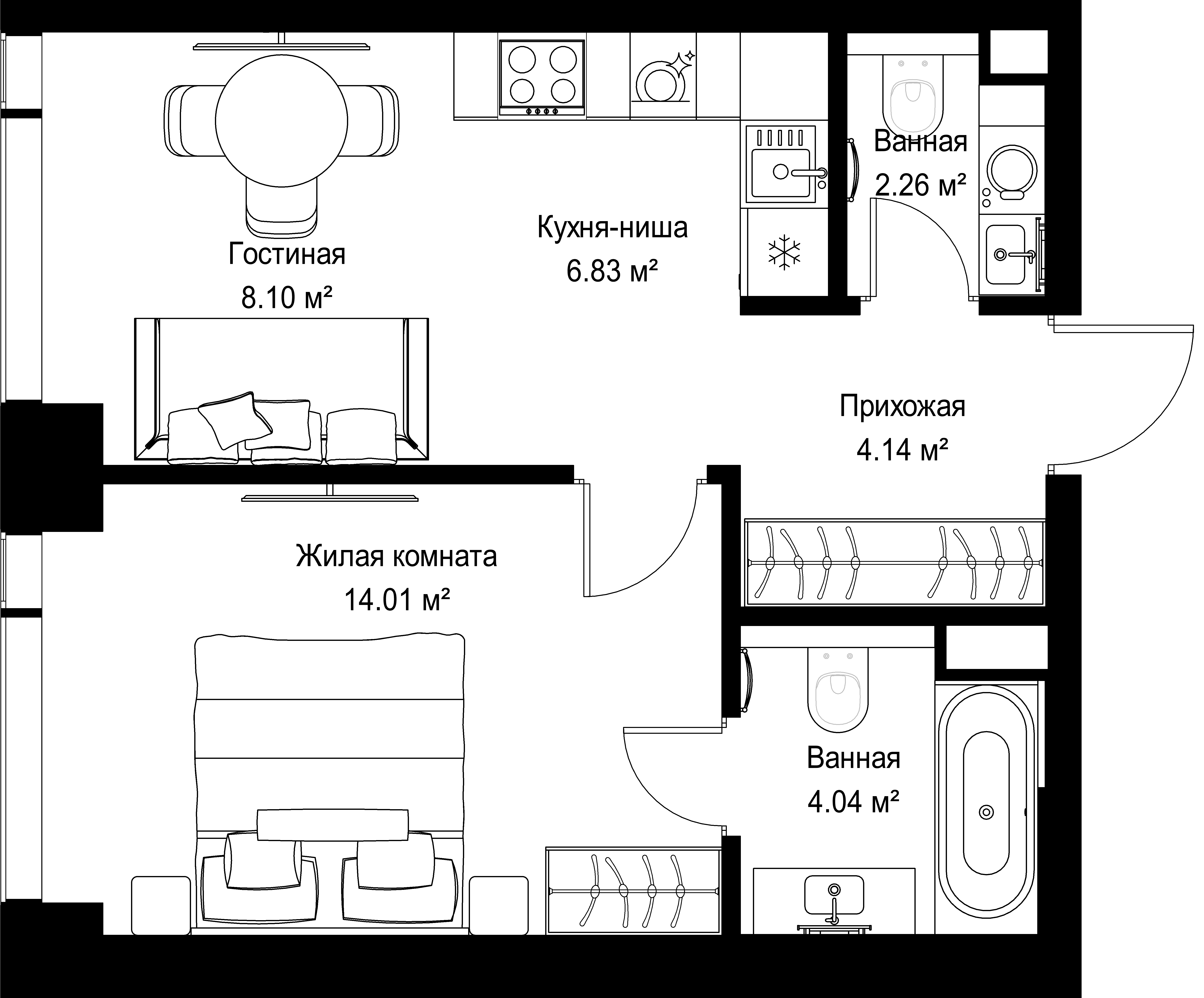 1-комнатная, 39,38 м² — 22 058 707 ₽