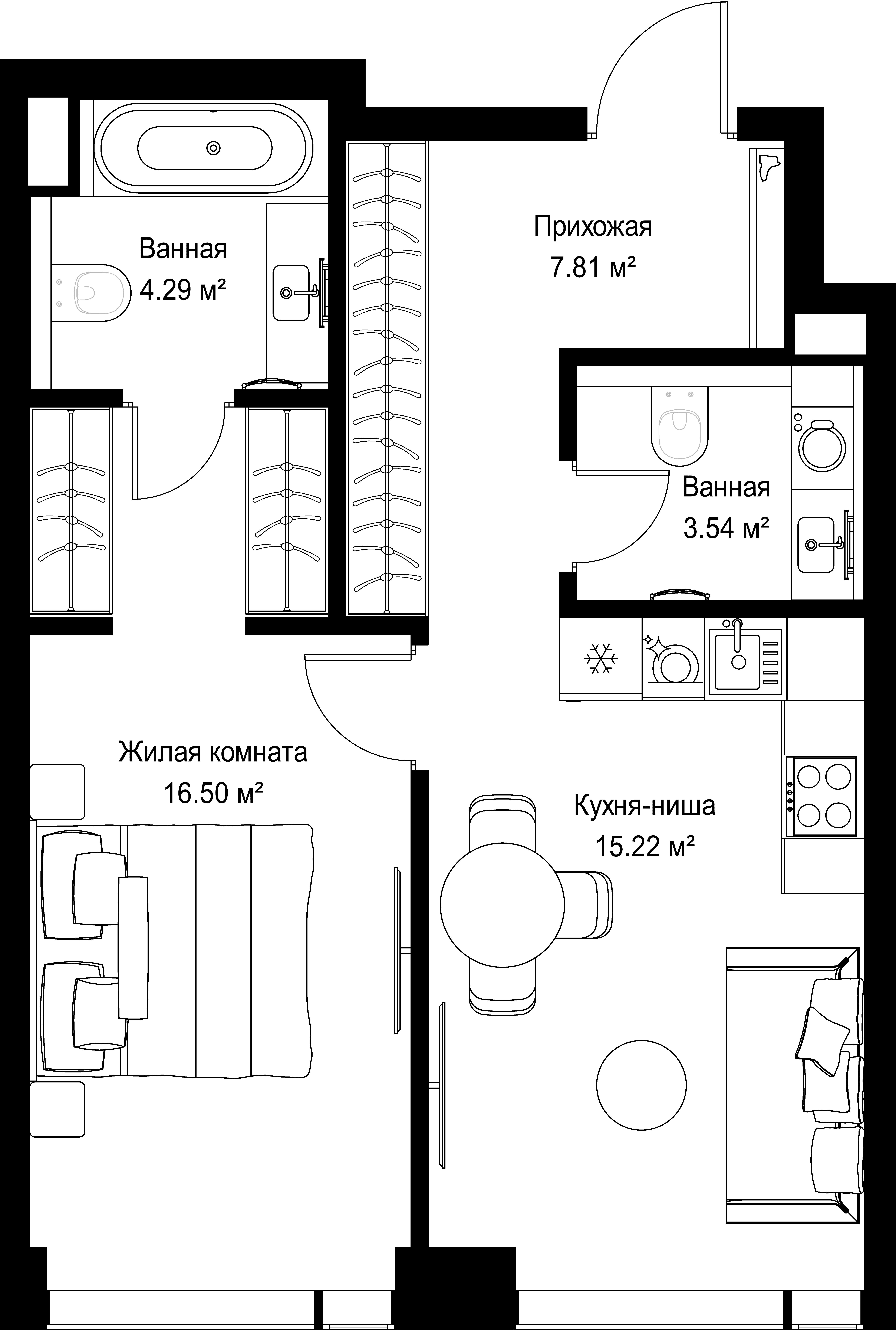 1-комнатная, 47,36 м² — 22 784 896 ₽