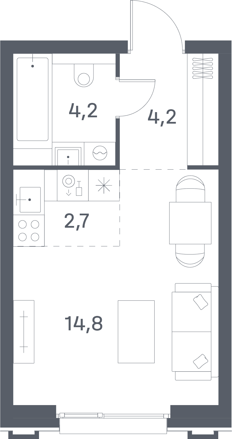 Студия, 25,9 м² — 27 195 000 ₽