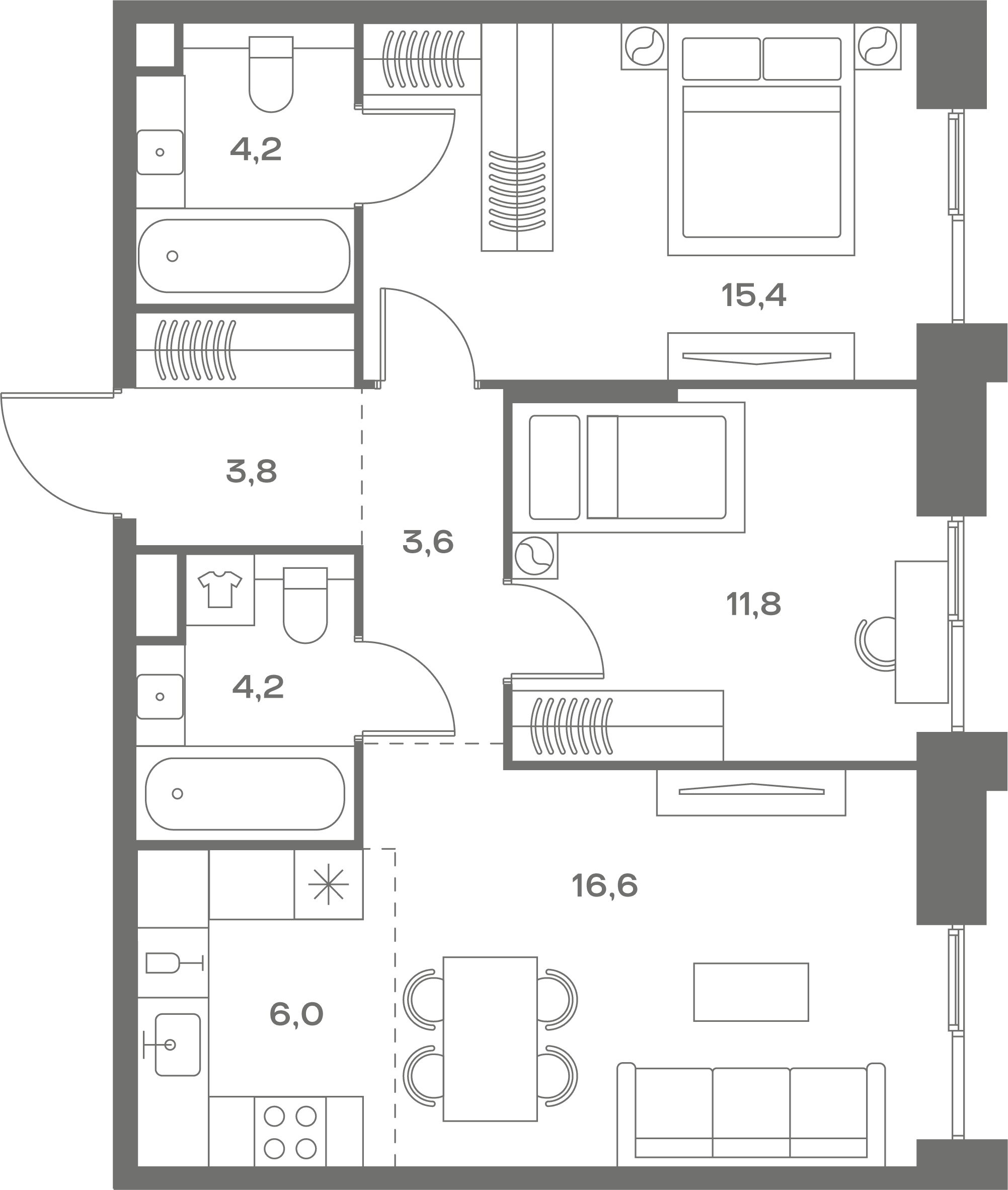 2-комнатная, 65,6 м² — 47 415 680 ₽