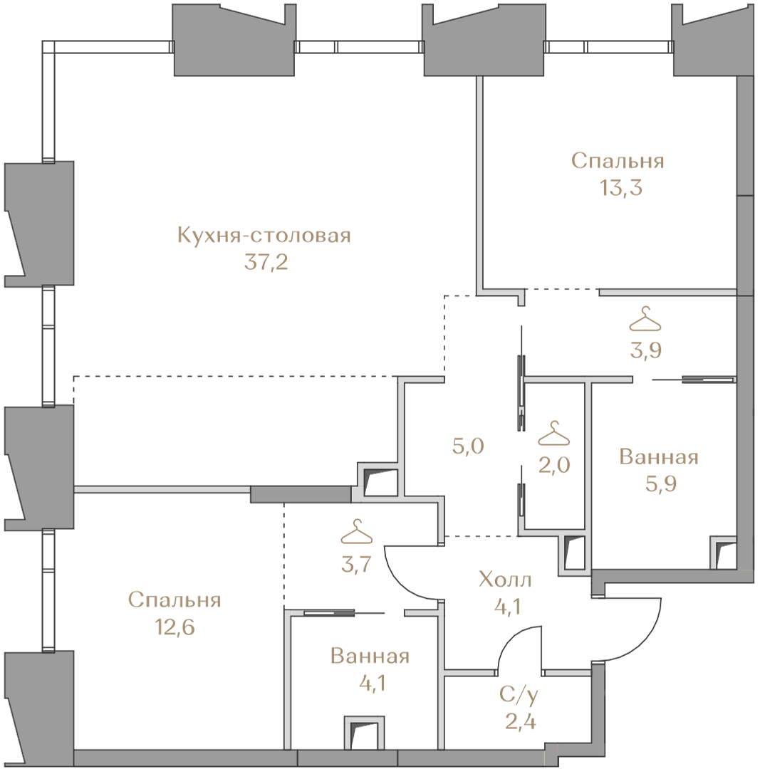 2-комнатная, 94,2 м² — 149 983 000 ₽