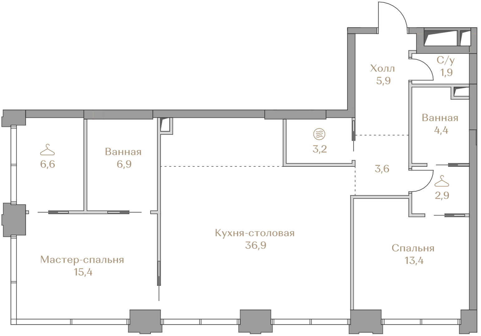 2-комнатная, 101,1 м² — 155 346 000 ₽