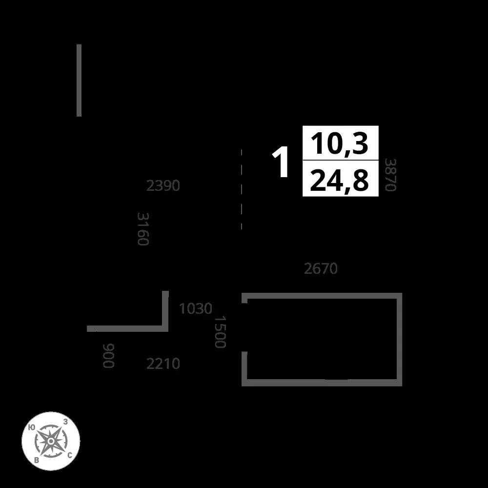 1-комнатная, 25,2 м² — 10 196 815 ₽