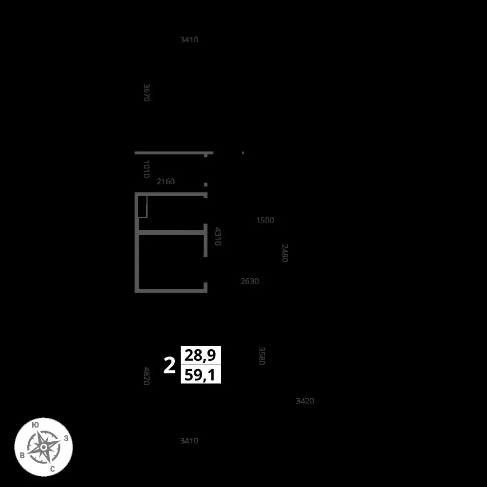 2-комнатная, 59,1 м² — 16 162 964 ₽