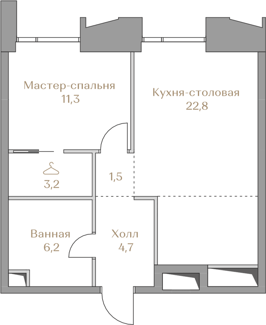 1-комнатная, 49,8 м² — 79 089 000 ₽
