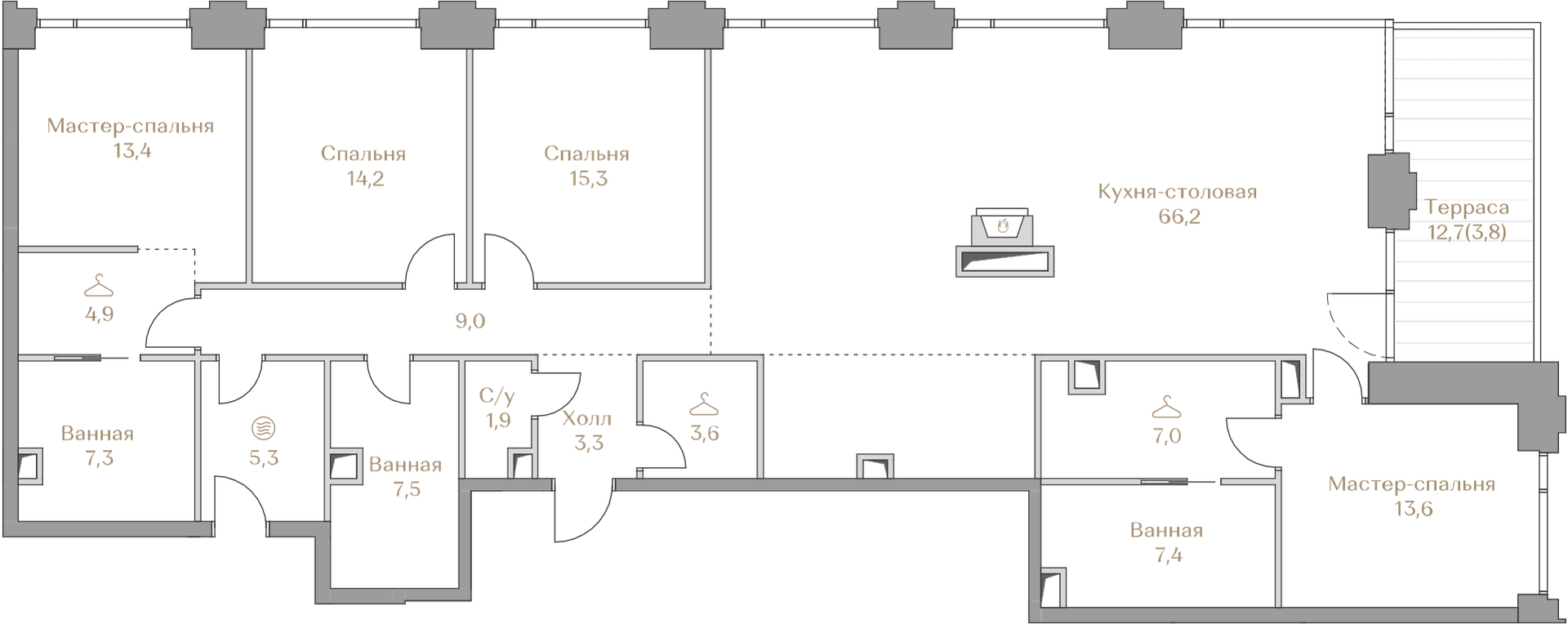 4-комнатная, 183,7 м² — 440 880 000 ₽