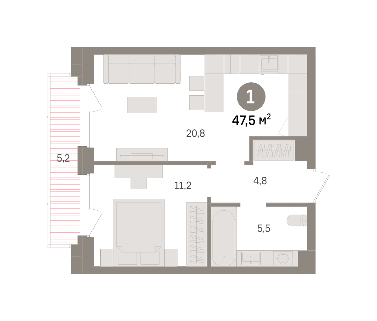 1-комнатная — 21 240 000 ₽
