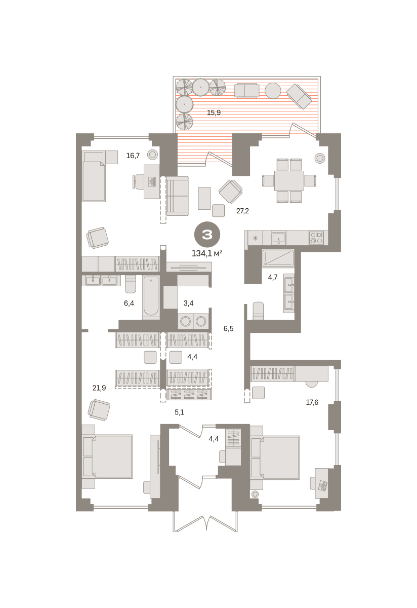 3-комнатная — 21 550 000 ₽