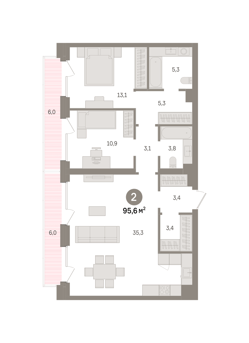 2-комнатная — 33 070 000 ₽