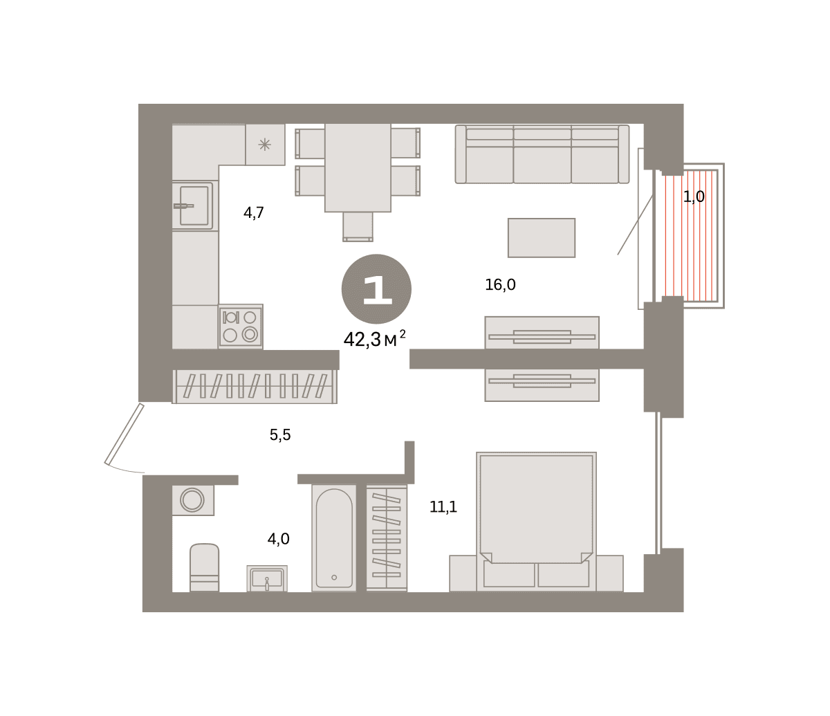 1-комнатная — 22 040 000 ₽