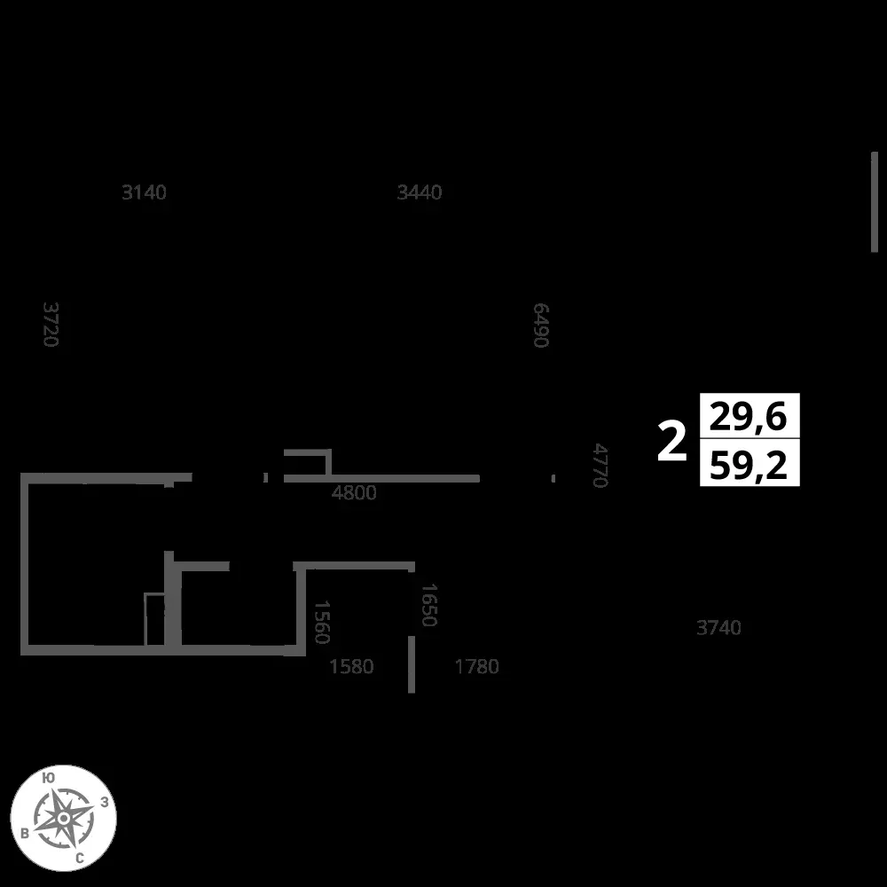 2-комнатная, 59,1 м² — 16 582 869 ₽