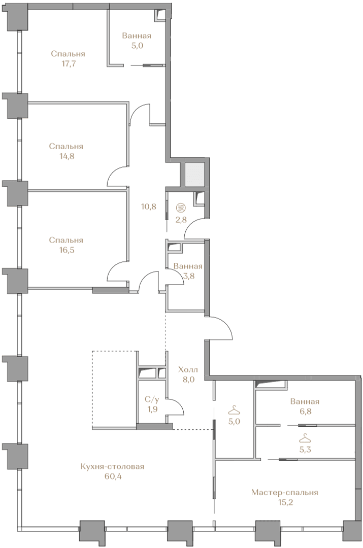 4-комнатная, 174 м² — 552 154 000 ₽
