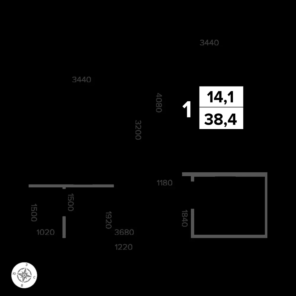 1-комнатная, 38,7 м² — 11 648 120 ₽