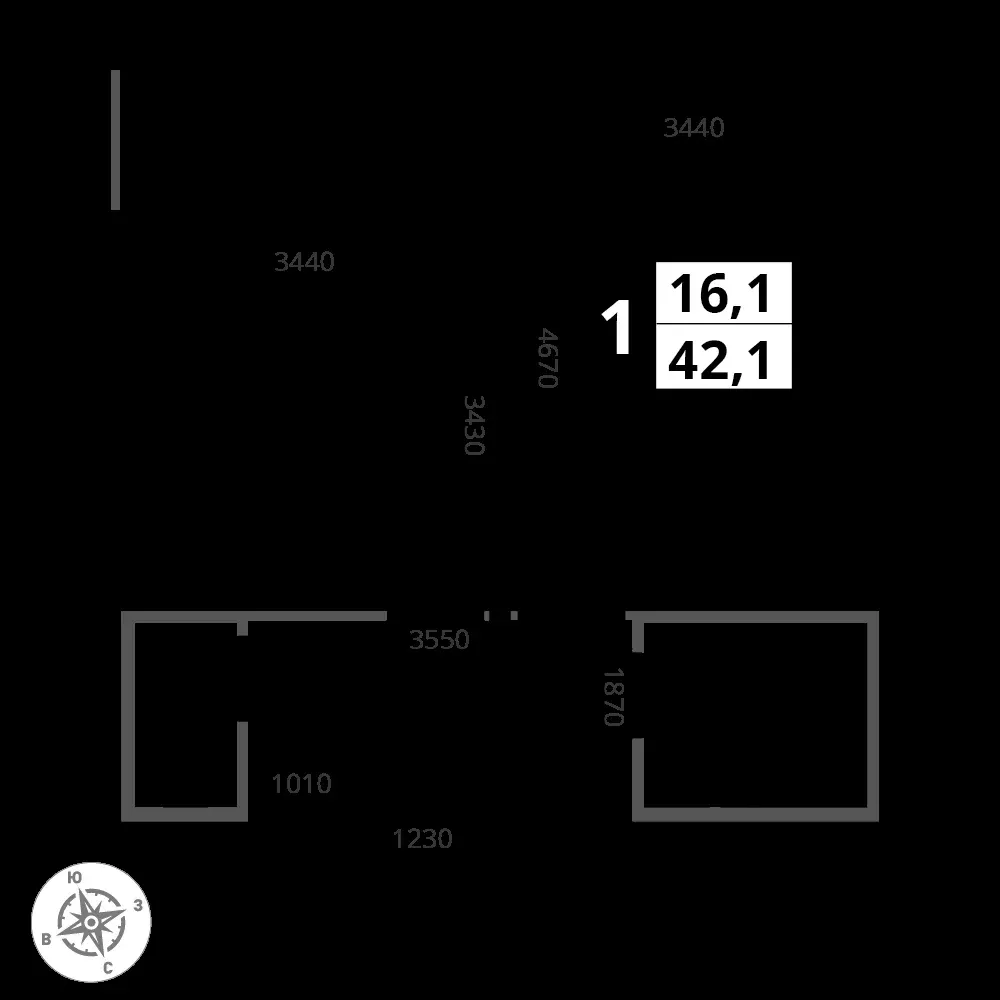 1-комнатная, 42,1 м² — 12 675 763 ₽