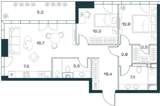 3-комнатная, 85 м² — 79 262 500 ₽