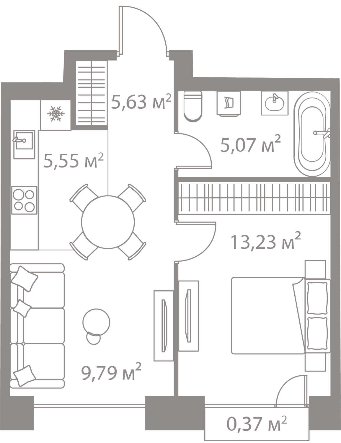 1-комнатная, 39,64 м² — 27 031 102 ₽