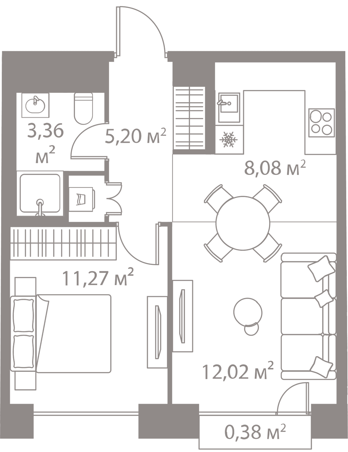 1-комнатная, 40,31 м² — 27 033 545 ₽