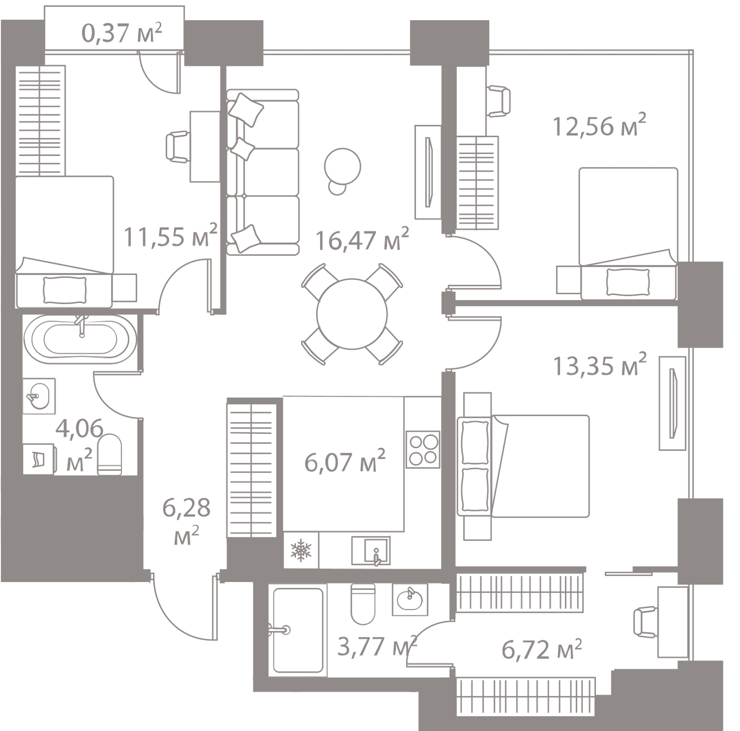 3-комнатная, 81,2 м² — 50 482 040 ₽