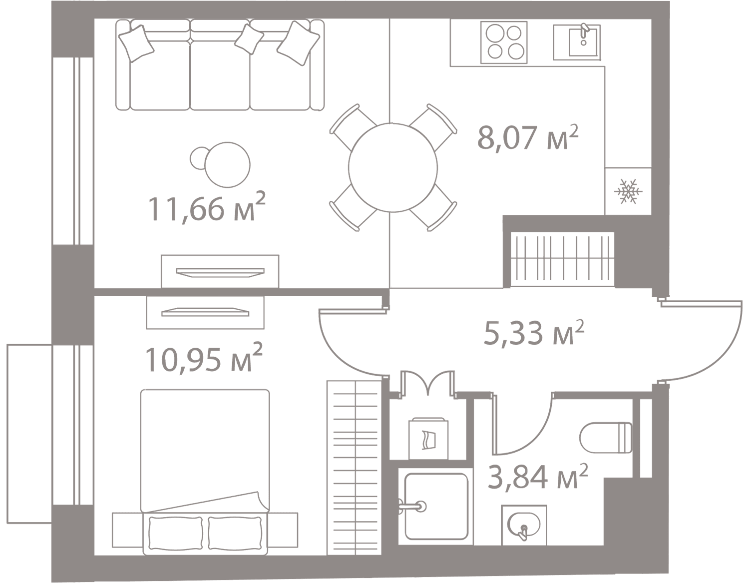 1-комнатная, 39,85 м² — 24 622 301 ₽