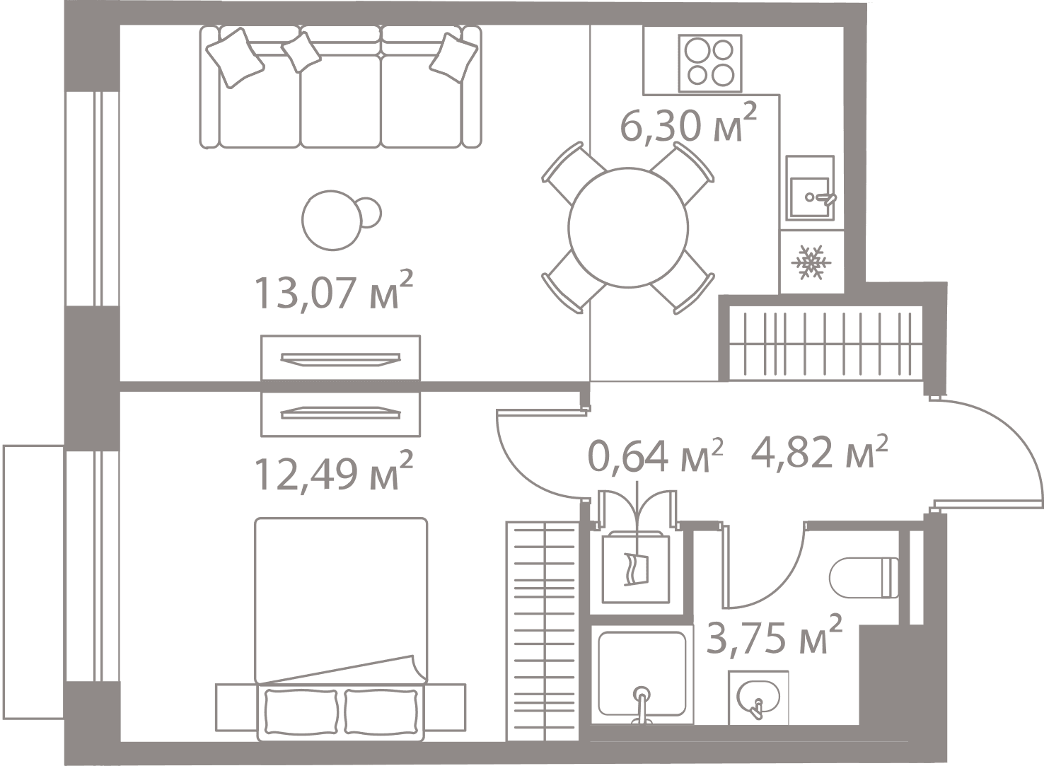 1-комнатная, 41,07 м² — 25 133 114 ₽
