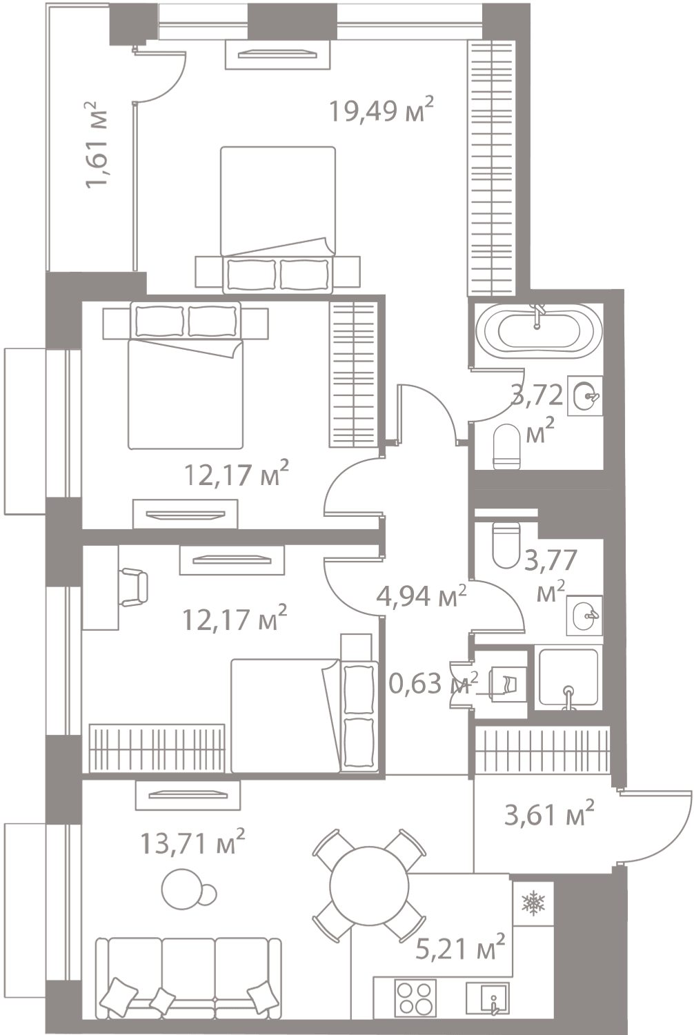 3-комнатная, 81,03 м² — 42 411 102 ₽