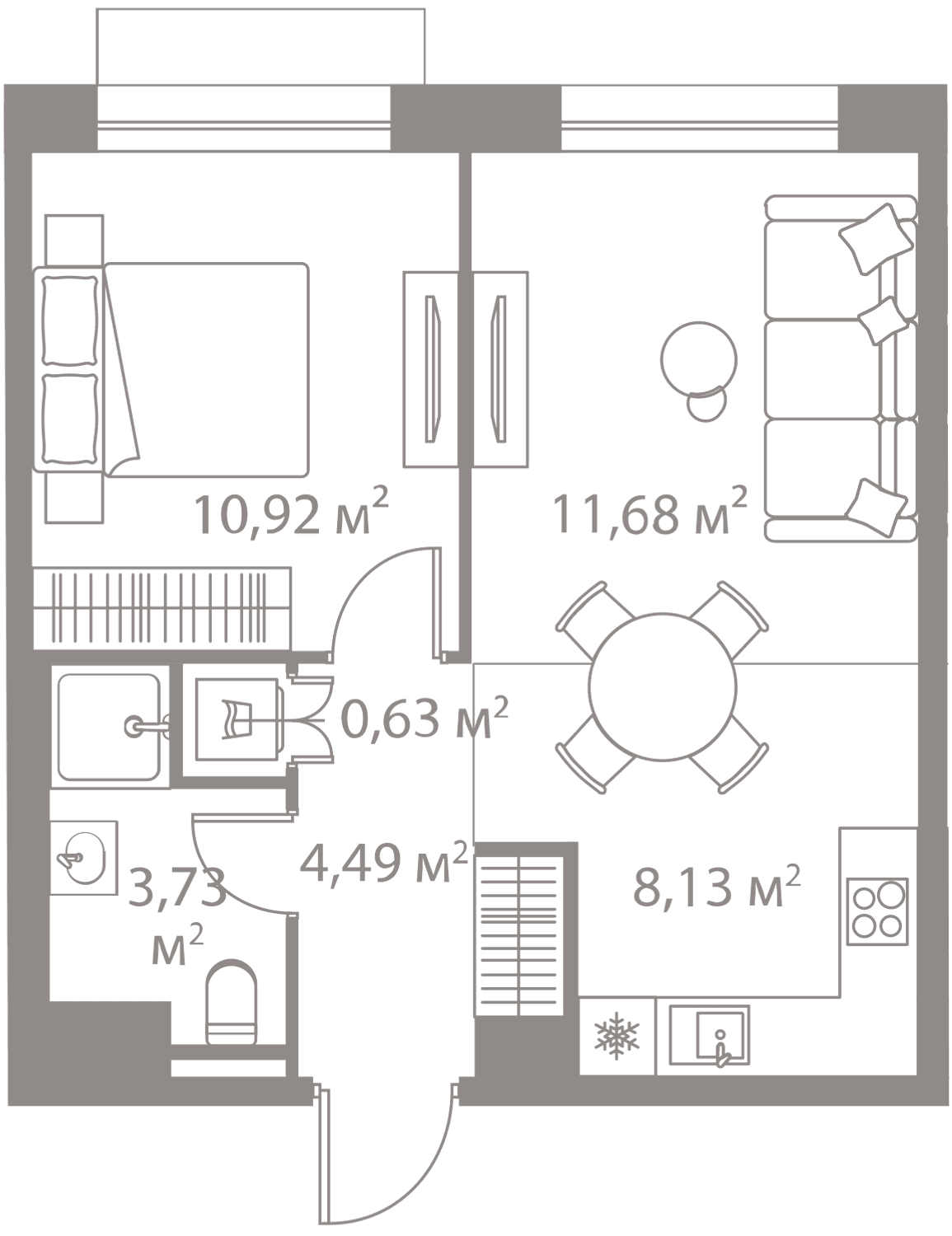 1-комнатная, 39,58 м² — 25 638 479 ₽