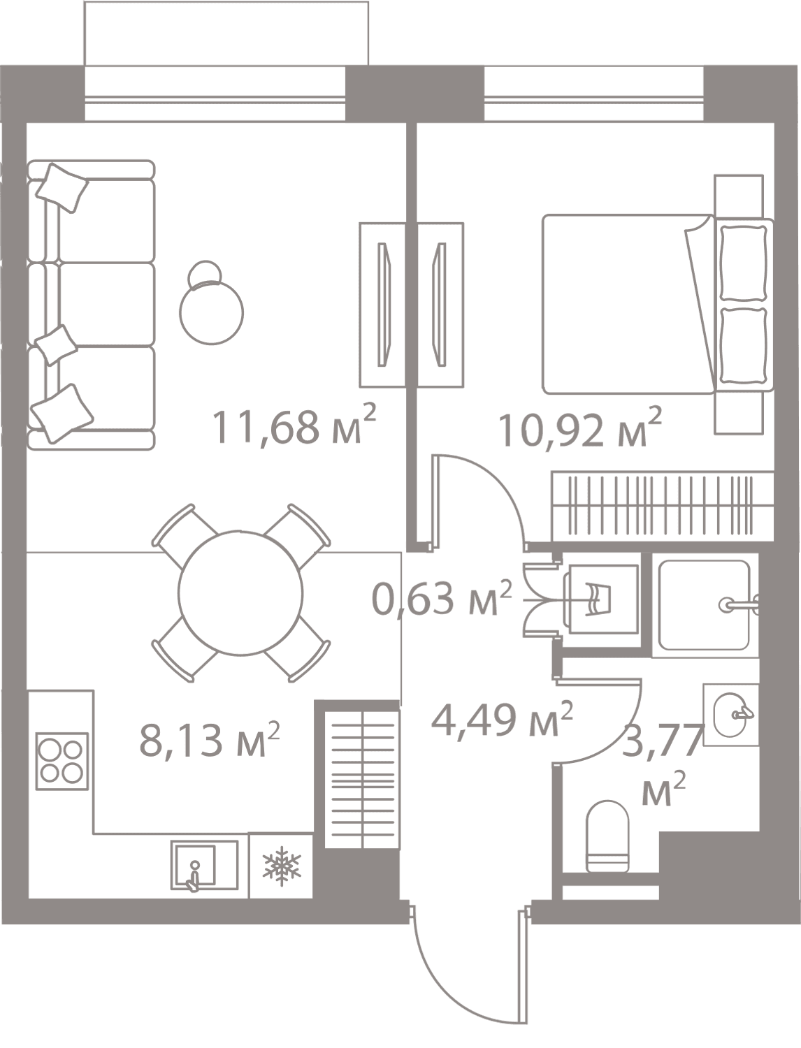 1-комнатная, 39,62 м² — 25 656 306 ₽