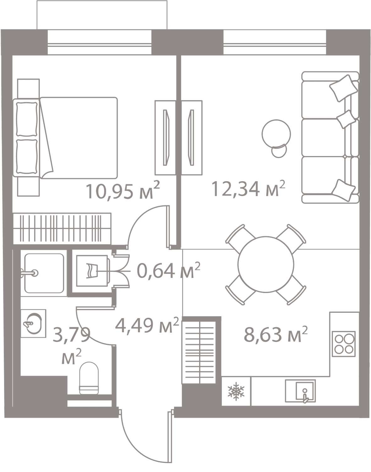 1-комнатная, 40,84 м² — 25 663 104 ₽