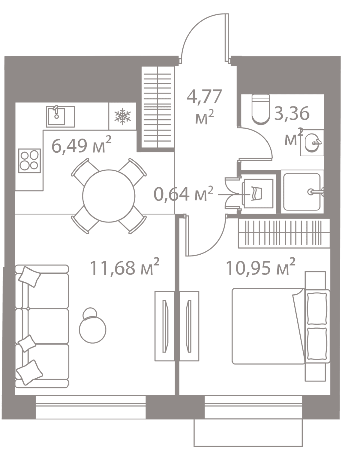 1-комнатная, 37,89 м² — 27 021 325 ₽
