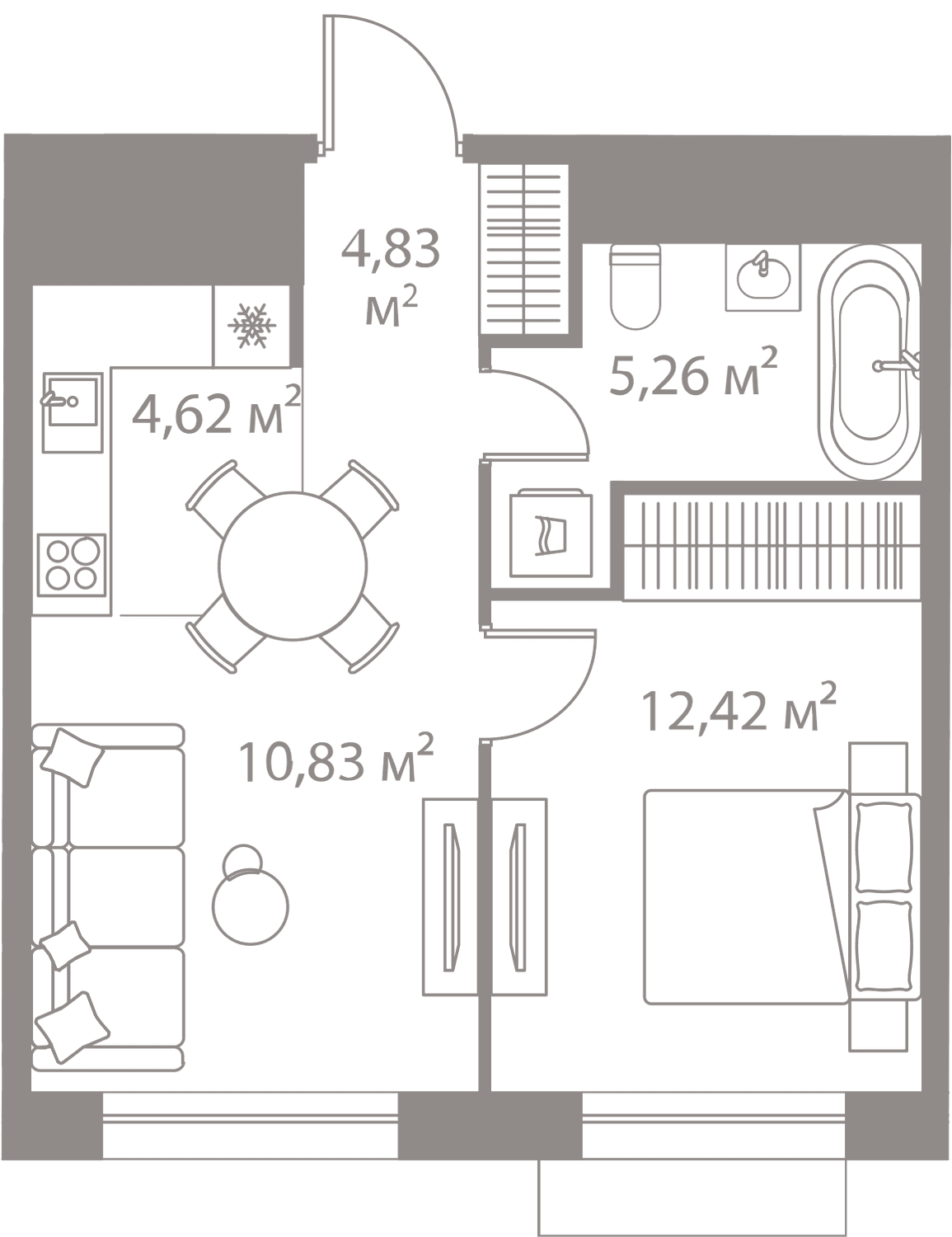 1-комнатная, 37,96 м² — 26 157 383 ₽