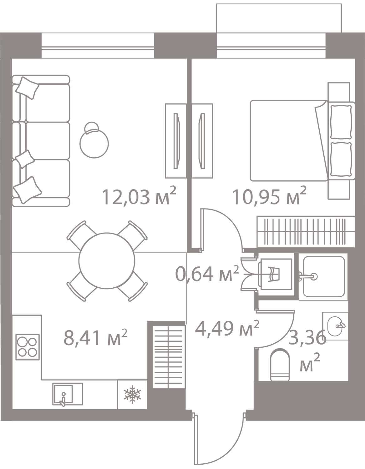 1-комнатная, 39,88 м² — 27 972 855 ₽