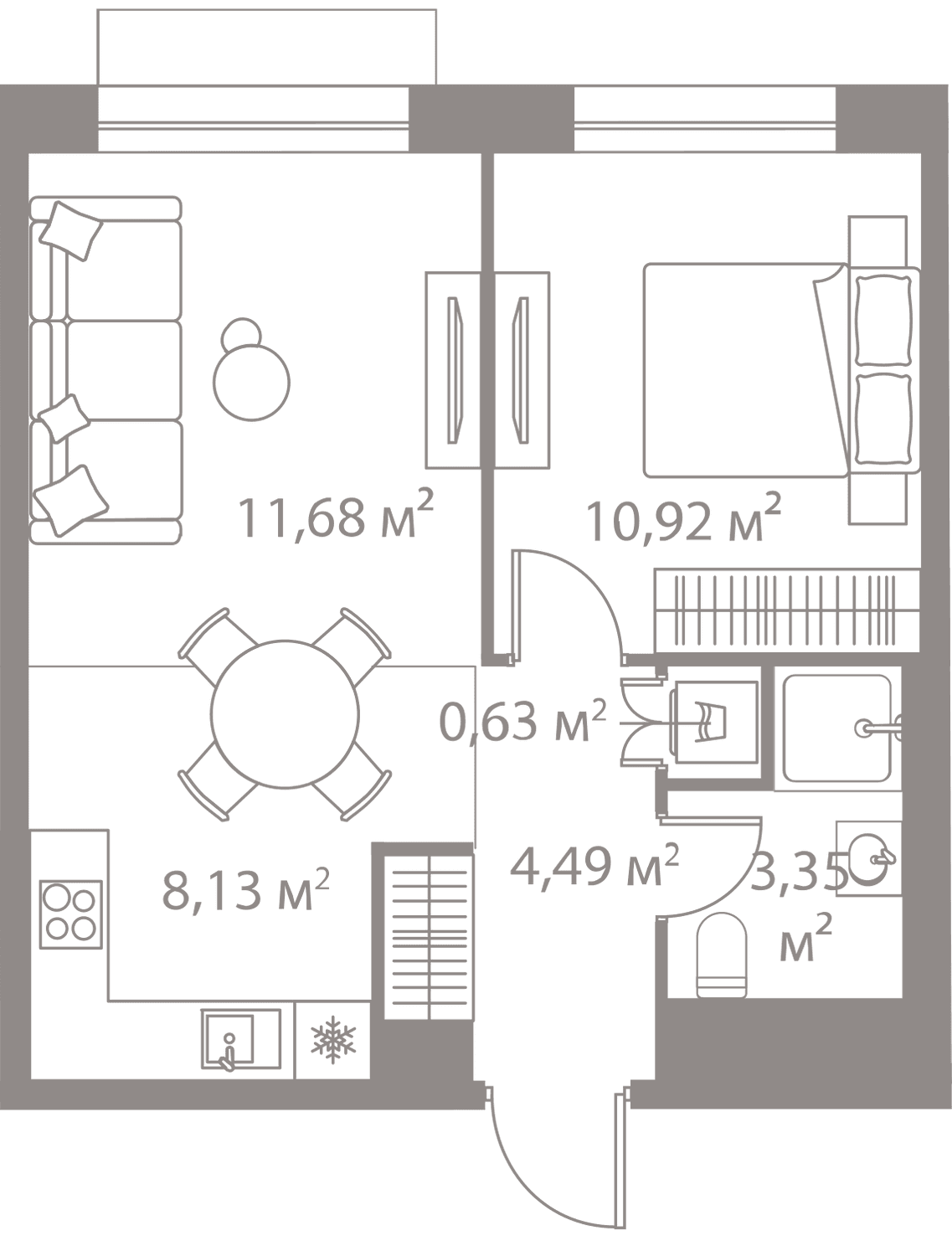 1-комнатная, 39,2 м² — 26 791 677 ₽