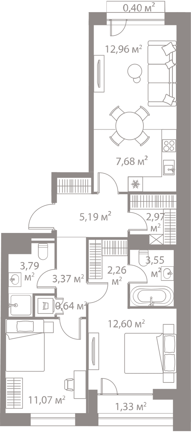 2-комнатная, 67,81 м² — 34 635 673 ₽