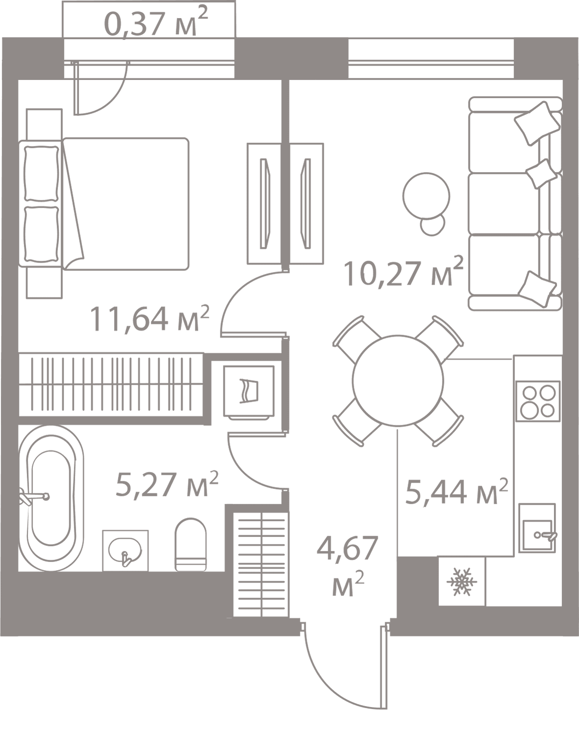 1-комнатная, 37,66 м² — 26 423 189 ₽