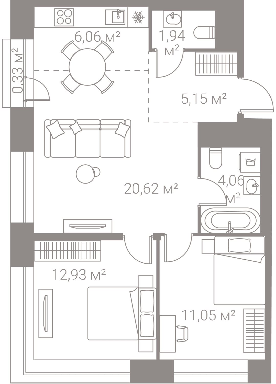 2-комнатная, 62,14 м² — 39 521 745 ₽