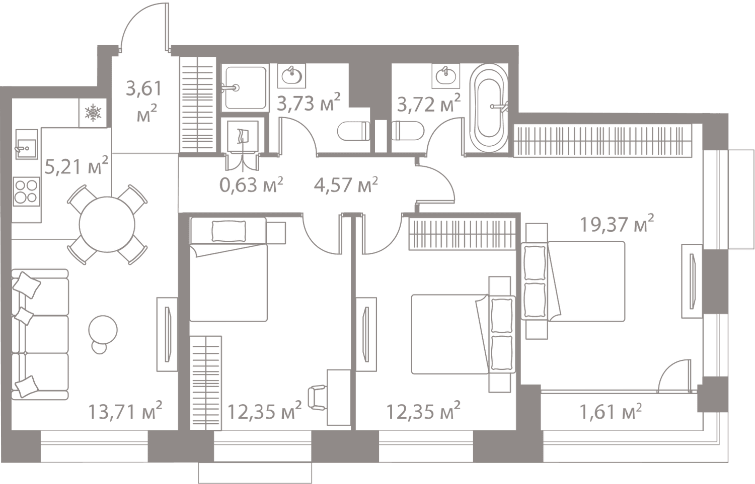 3-комнатная, 80,96 м² — 41 321 984 ₽